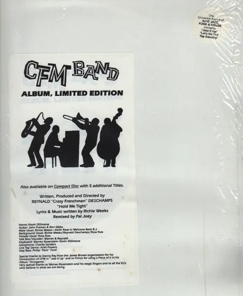 C.F.M. Band - Album, Electronic, Funk / Soul, Acid Jazz, Deep House, House, 1992 - Rey-D Records, US, Vinyl 1x LP, Album, Lim