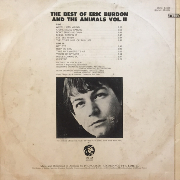 Eric Burdon & The Animals - The Best Of Eric Burdon And The Animals Vol. II - 1967 -Blues Rock, Psychedelic Rock, Rock & Roll