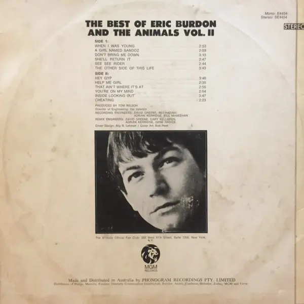 Eric Burdon & The Animals - The Best Of Eric Burdon And The Animals Vol. II - 1967 -Blues Rock, Psychedelic Rock, Rock & Roll