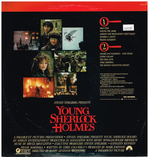 Album cover for Young Sherlock Holmes (Original Motion Picture Soundtrack) by Bruce Broughton
