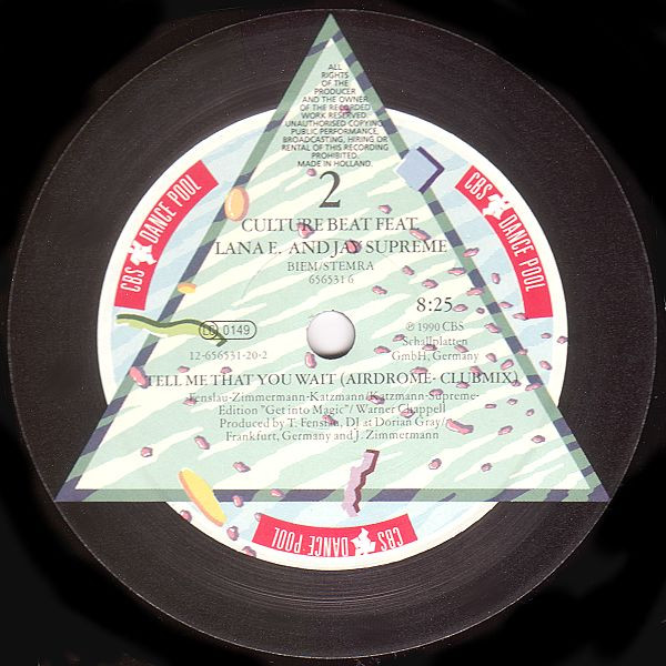Culture Beat - Tell Me That You Wait, Electronic, Downtempo, 1990 - CBS Dance Pool, Europe, Vinyl 1x 12", Maxi-Single, 45 RPM