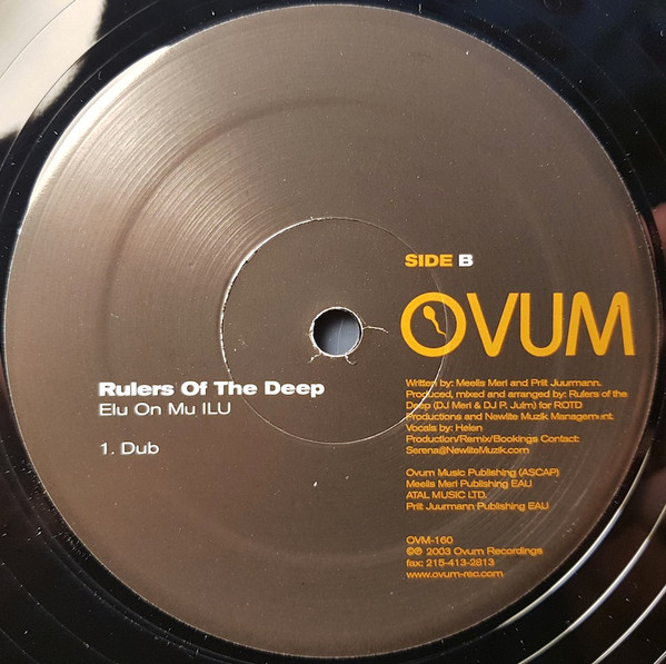 Rulers Of The Deep - Elu On Mu Ilu, Electronic, Deep House, 2003 - Ovum Recordings, US, Vinyl 1x 12", 33 ⅓ RPM