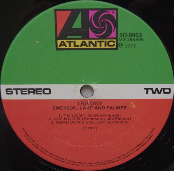 Emerson, Lake & Palmer - Trilogy, Rock, Prog Rock, 1972 - Atlantic, Australia, Vinyl 1x LP, Album