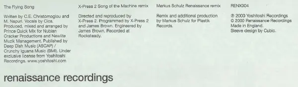 Prince Quick Mix Featuring Cica - The Flying Song, Electronic, Progressive House, 2000 - Renaissance, UK, Vinyl 1x 12", 33 ⅓ 