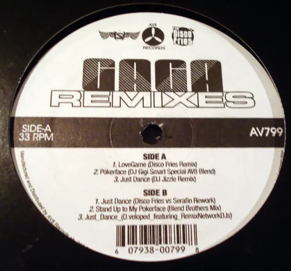 Lady Gaga - Gaga Remixes - 2009 - House - AV8 Records - Vinyl 1x 12", 33 ⅓ RPM, Unofficial Release