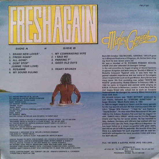Album cover for Fresh Again by Mikey General