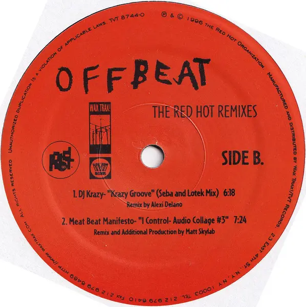 Various - Offbeat. The Red Hot Remixes, Electronic, Breaks, Downtempo, Dub, Electro, Trip Hop, 1996 - TVT Records, Wax Trax! 