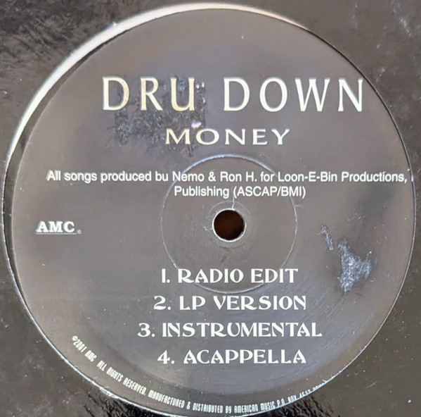 Dru Down - I'm A Pimp  /  Money, Hip Hop, Gangsta, Hyphy, Thug Rap, 2001 - AMC American Music, US, Vinyl 1x 12", Promo