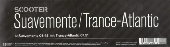 Scooter - Suavemente / Trance-Atlantic, Electronic, House, Latin, Trance, 2005 - Sheffield Tunes, Germany, Vinyl 1x 12", 45 R