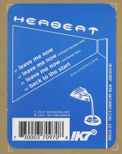 Matthew Herbert - Leave Me Now, Electronic, House, 2001 - !K7 Records, Germany, Vinyl 1x 12", 33 ⅓ RPM