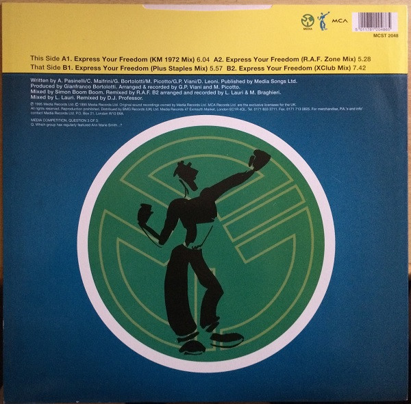 Anticappella - Express Your Freedom - 1995 - Eurodance - MCA Records - Vinyl 1x 12", 33 ⅓ RPM