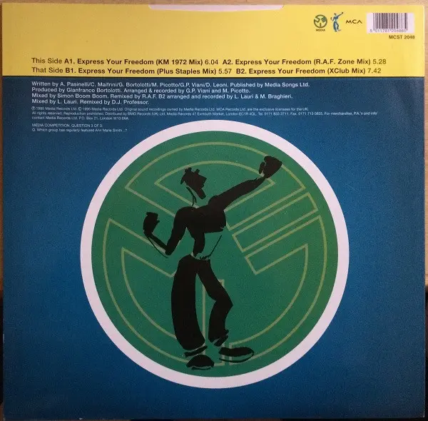 Anticappella - Express Your Freedom - 1995 - Eurodance - MCA Records - Vinyl 1x 12", 33 ⅓ RPM