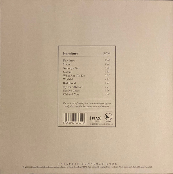 Race Horses - Furniture - 2012 - Britpop - [PIAS] Recordings, Stolen Recordings - Vinyl 1x LP
