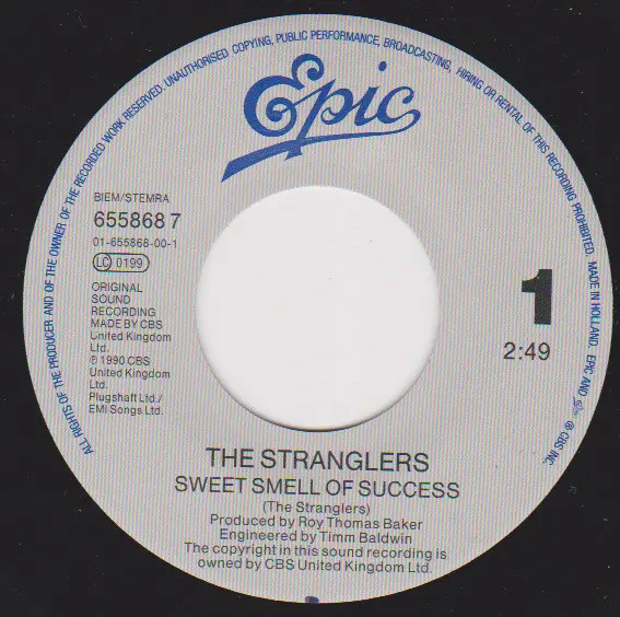 Stranglers, The - Sweet Smell Of Success, Rock, Indie Rock, New Wave, 1990 - Epic, Europe, Vinyl 1x 7", Single