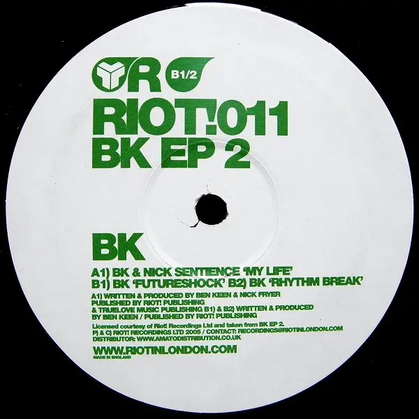BK - BK EP 2, Electronic, Hard House, Hard Trance, 2005 - Riot! Recordings, UK, Vinyl 1x 12", EP