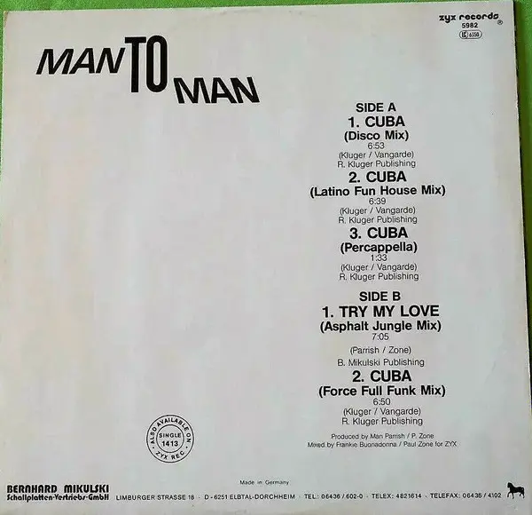 Album cover for Cuba by Man 2 Man