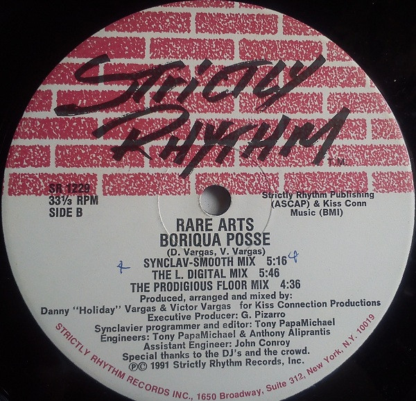 Rare Arts - Boriqua Posse, Electronic, Deep House, Latin, Tribal House, 1991 - Strictly Rhythm, US, Vinyl 1x 12", 33 ⅓ RPM