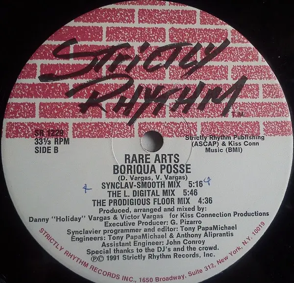 Rare Arts - Boriqua Posse, Electronic, Deep House, Latin, Tribal House, 1991 - Strictly Rhythm, US, Vinyl 1x 12", 33 ⅓ RPM