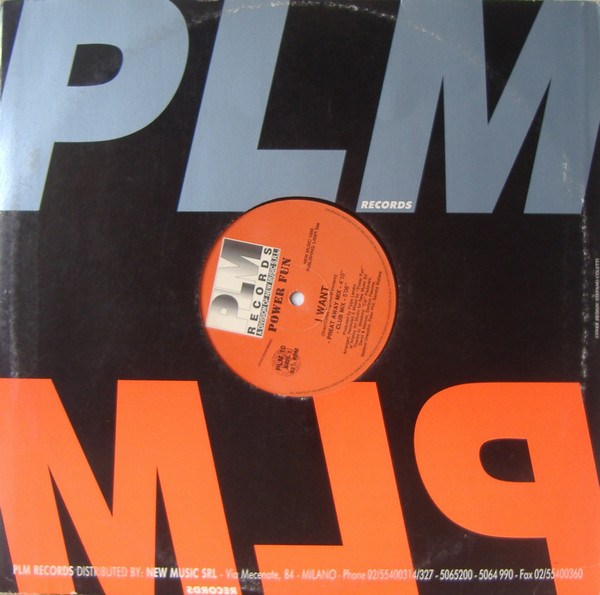 Power Fun - I Want, Electronic, Funk / Soul, Jazz, Acid Jazz, 1993 - PLM Records, Italy, Vinyl 1x 33 ⅓ RPM, 12"