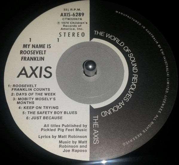 Roosevelt Franklin (3) - My Name Is Roosevelt Franklin, Children's, Funk / Soul, Educational, Funk, Soul, 1974 - Axis (3), Au