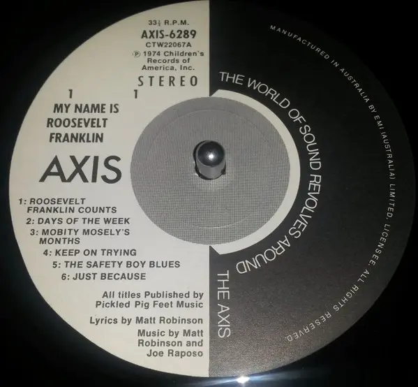 Roosevelt Franklin (3) - My Name Is Roosevelt Franklin, Children's, Funk / Soul, Educational, Funk, Soul, 1974 - Axis (3), Au