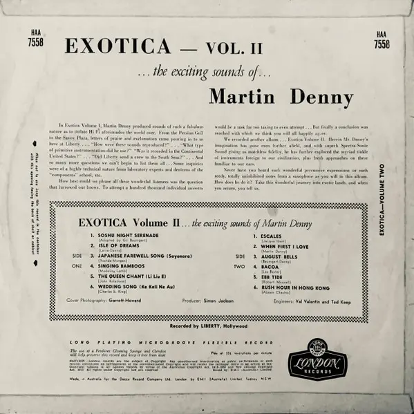 Album cover for Exotica Volume II by Martin Denny