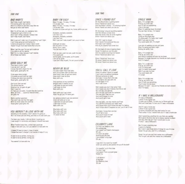 Album cover for Bad Habits by Billy Field