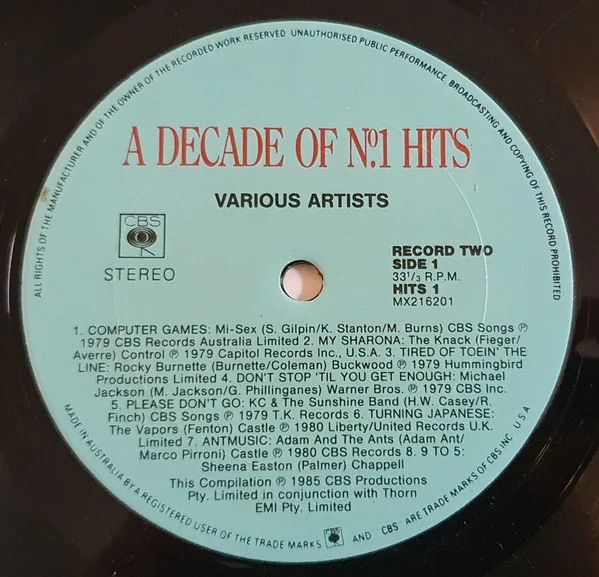 Album cover for A Decade Of No. 1 Hits 74-84 by Various