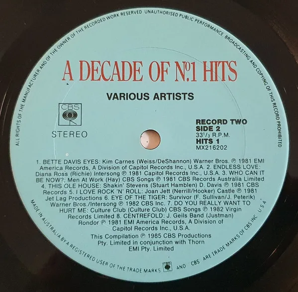 Album cover for A Decade Of No. 1 Hits 74-84 by Various