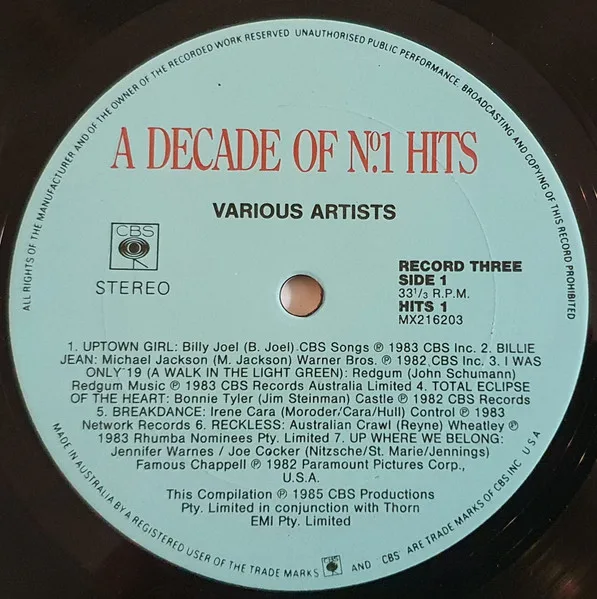 Album cover for A Decade Of No. 1 Hits 74-84 by Various