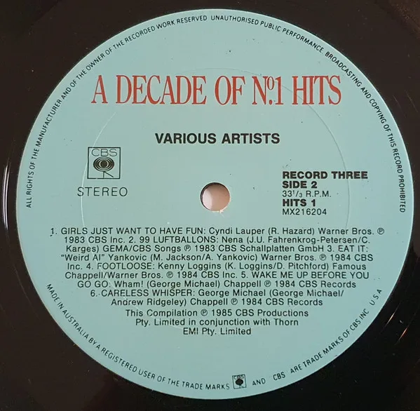 Album cover for A Decade Of No. 1 Hits 74-84 by Various