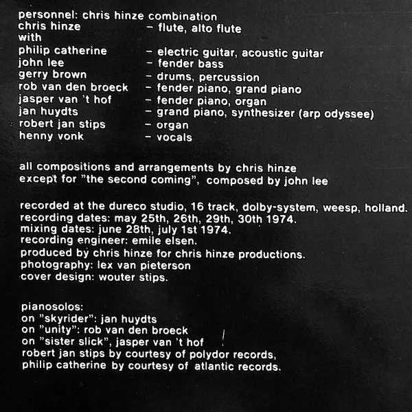 Album cover for Sister Slick by Chris Hinze Combination, The