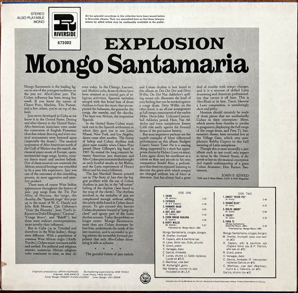 Mongo Santamaria - Explosion, Funk / Soul, Jazz, Latin, Afro-Cuban Jazz, Boogaloo, Latin Jazz, Soul-Jazz, 1968 - Riverside Re