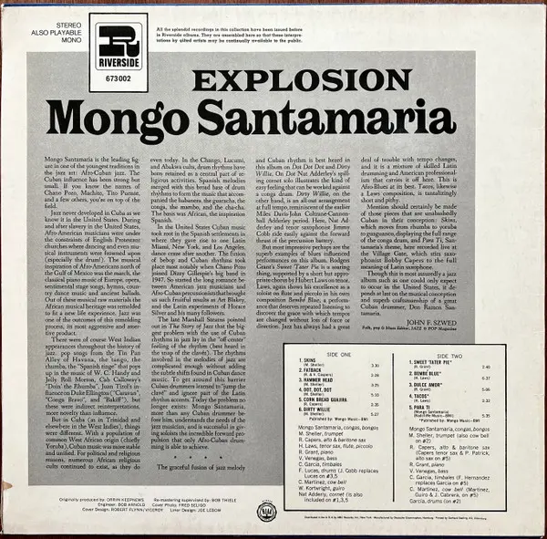 Mongo Santamaria - Explosion, Funk / Soul, Jazz, Latin, Afro-Cuban Jazz, Boogaloo, Latin Jazz, Soul-Jazz, 1968 - Riverside Re