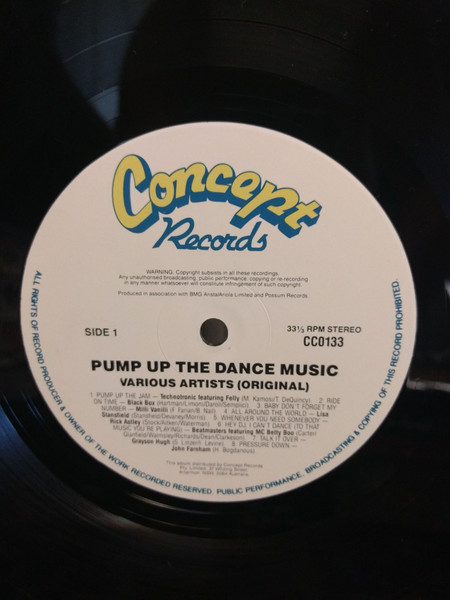 Various - Pump Up The Dance Music, Electronic, Pop, Dance-pop, 1990 - Concept Records (6), Australia, Vinyl 1x LP, Compilatio