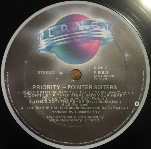 Pointer Sisters - Priority, Funk / Soul, Rock, Pop Rock, Soft Rock, Soul, 1979 - Planet (15), Australia & New Zealand, Vinyl 