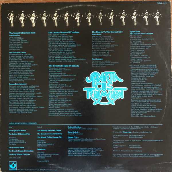 Triumvirat - Spartacus - 1975 - Prog Rock - Harvest - Vinyl 1x LP, Album