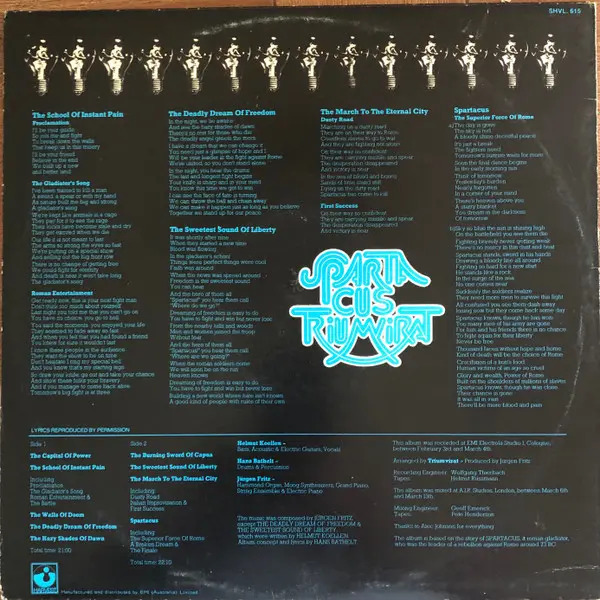 Triumvirat - Spartacus - 1975 - Prog Rock - Harvest - Vinyl 1x LP, Album
