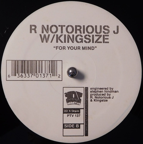 Notorious J & Kingsize - Shockwave/For Your Mind , Electronic, Drum n Bass, Jungle, 1997 - Rawkus Primitive, UK, Vinyl 1x 12"