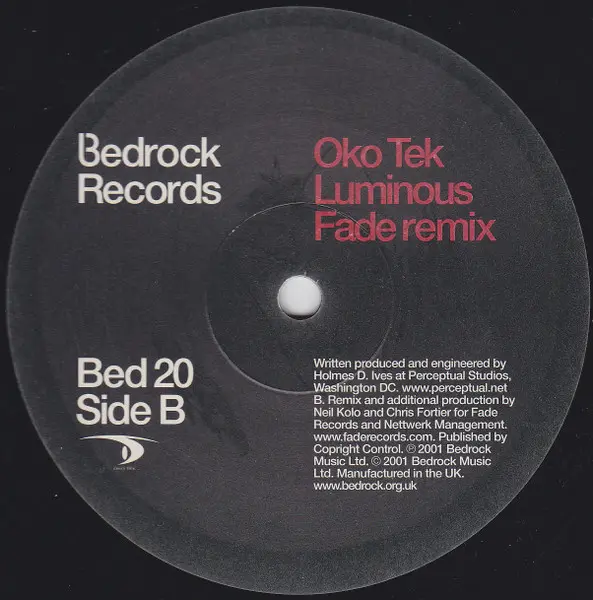 Oko Tek - Luminous, Electronic, Progressive House, Tech Trance, Trance, 2001 - Bedrock Records, UK, Vinyl 1x 12", 33 ⅓ RPM