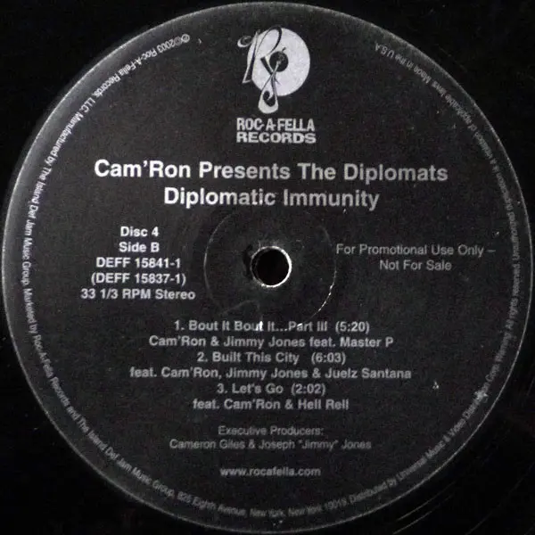 Cam'ron Presents Diplomats, The - Diplomatic Immunity, Hip Hop, 2003 - Roc-A-Fella Records, US, Vinyl 4x LP, Advance, Promo C