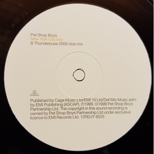 Pet Shop Boys - NYC Boy, Electronic, House, 1999 - Parlophone, UK, Vinyl 1x 12", 45 RPM, Single, Promo
