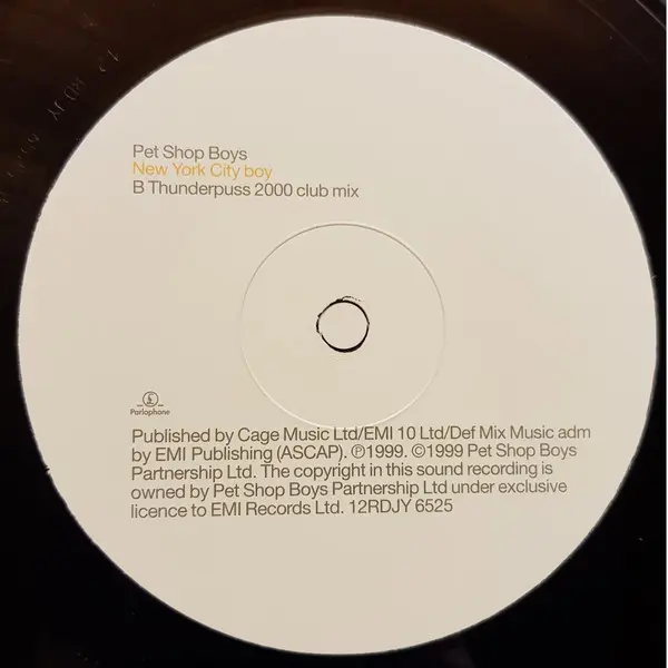 Pet Shop Boys - NYC Boy, Electronic, House, 1999 - Parlophone, UK, Vinyl 1x 12", 45 RPM, Single, Promo