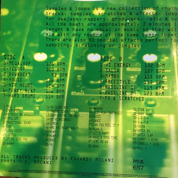 Various - Samples & Loops Vol.1, Electronic, Hip Hop, DJ Battle Tool, Euro House, 1992 - Discomagic Records, Italy, Vinyl 1x 