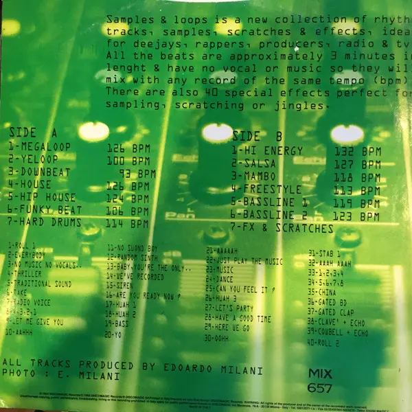 Various - Samples & Loops Vol.1, Electronic, Hip Hop, DJ Battle Tool, Euro House, 1992 - Discomagic Records, Italy, Vinyl 1x 