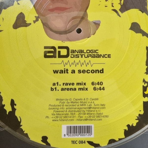Analogic Disturbance - Wait A Second, Electronic, Hardstyle, 2003 - Suntec, Italy, Vinyl 1x 12", 45 RPM, Picture Disc