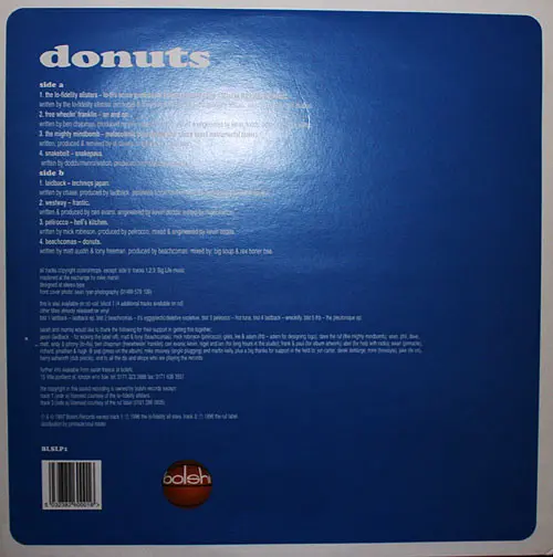 Various - Donuts, Electronic, Big Beat, Breakbeat, Downtempo, Trip Hop, 1997 - Bolshi Records, UK, Vinyl 1x LP, Compilation