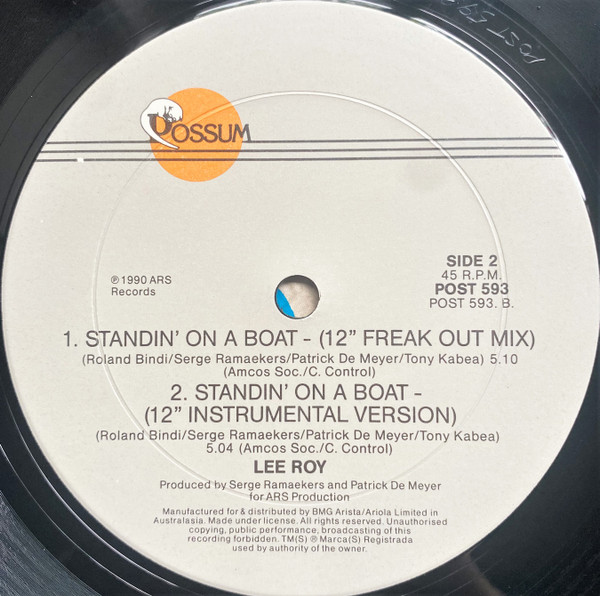 Lee Roy - Standin' On A Boat, Electronic, Euro House, 1990 - Possum Records, Australia, Vinyl 1x 12", 45 RPM