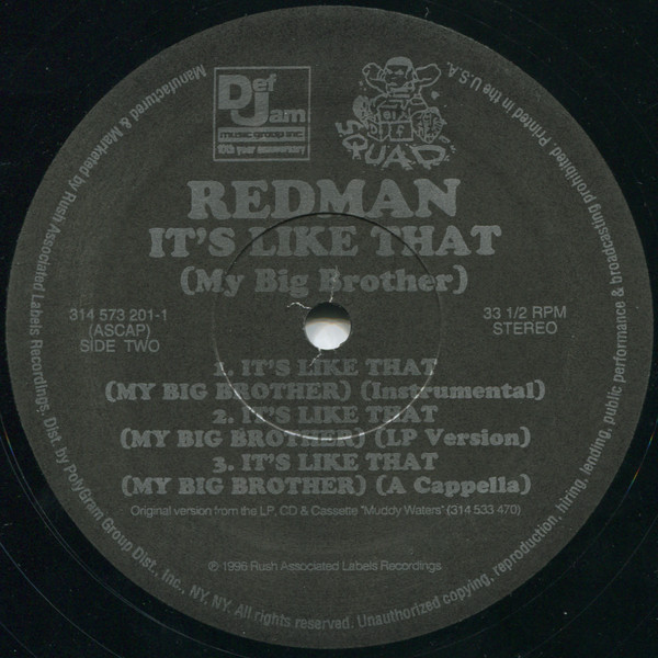 Redman - It's Like That (My Big Brother), Hip Hop, 1996 - Def Jam Music Group Inc., Def Squad, US, Vinyl 1x 12", 33 ⅓ RPM, Si