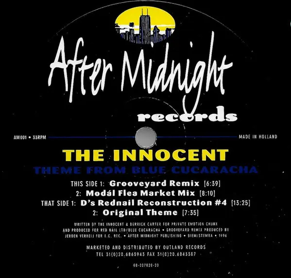 Innocent, The - Theme From Blue Cucaracha, Electronic, House, 1996 - After Midnight, Netherlands, Vinyl 1x 12", 33 ⅓ RPM